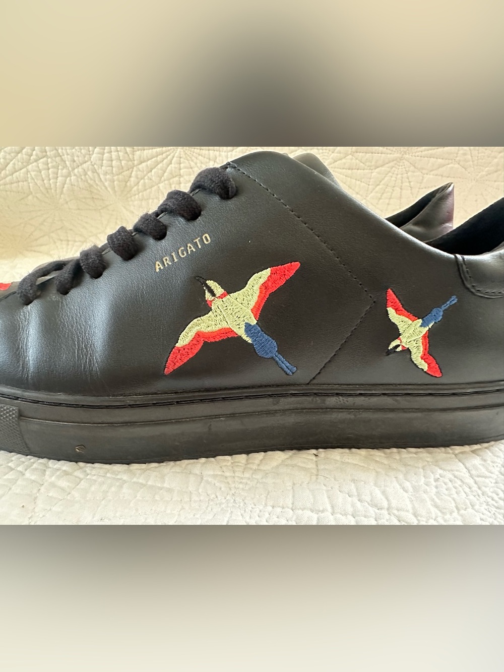 Axel Arigato Black Leather Sneakers with Multicolor Bird Embroidery - Picture 5 of 13